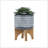 CERAMIC AZTEC PLANTER ON WOODEN STAND, GRAY-889359271