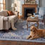 Tapis persan traditionnel à médaillon en calcaire, bleu, gris et crème, lavable à la machine, antidérapant, à poils courts, pour intérieur et extérieur, adapté aux animaux domestiques, idéal pour le salon, la chambre, la salle à manger, l'entrée, le corridor ou le bureau.-106489637