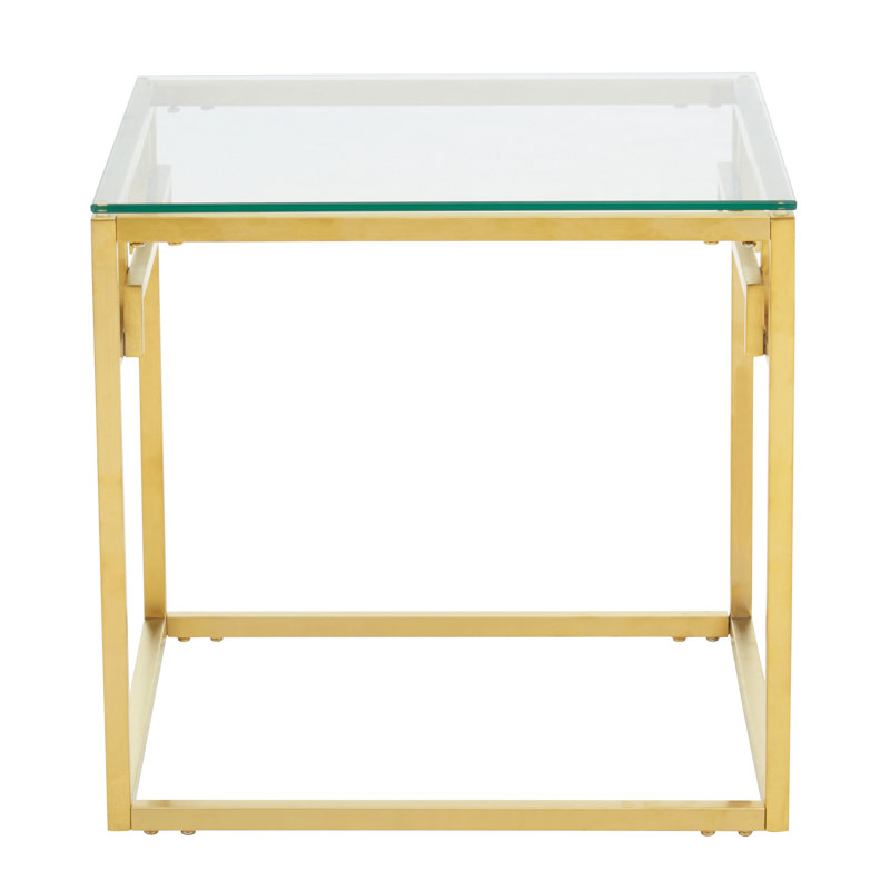 Allure Glass Top End Table, Gold