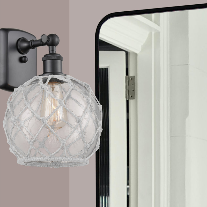 Applique murale articulée à 1 lumière Larocque, Transparent avec cordon blanc, Nickel satiné brossé, Ampoule non incluse