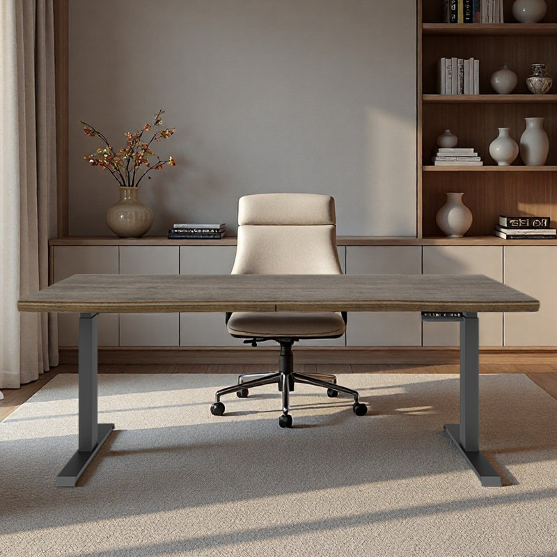 Bureau en bois massif à hauteur réglable et surface de travail, H 47,24 po x l 70,87 po x P 23,62 po