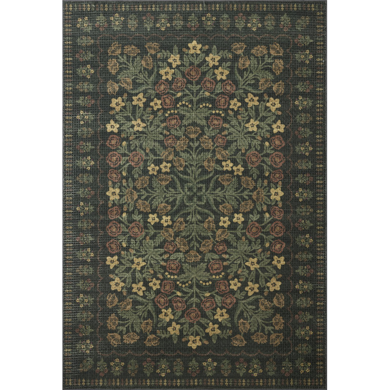 Rifle Paper Company x Loloi Orchard Sand / Multi Machine Washable Area Rug, Rectangle 7'6" x 9'6",  Sand/Multicolor 