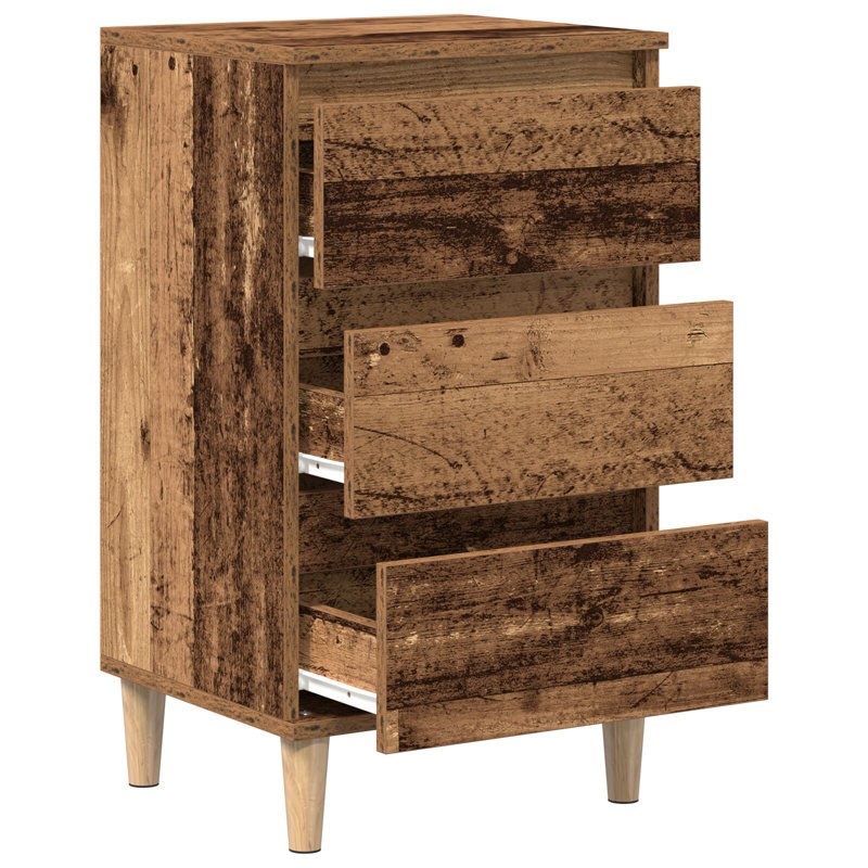Bedside Cabinet Reclaimed Wood Medium Bedside Table, Old Wood