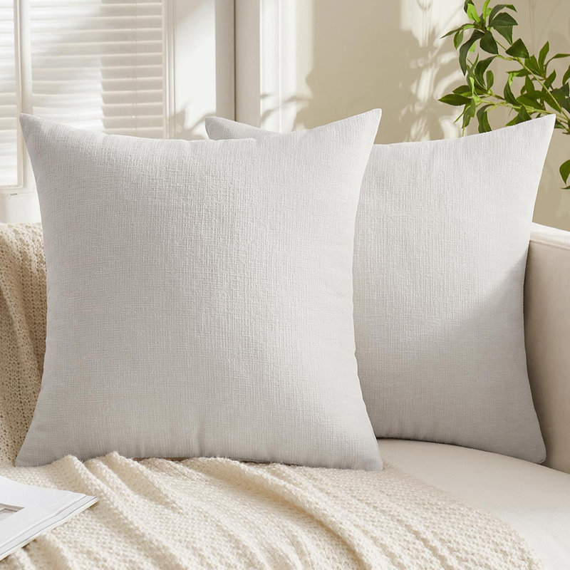 Couch Pillow Covers Set Of 2 Soft Chenille Decorative Square Throw Pillow Covers Farmhouse For Sofa Living Room Bed