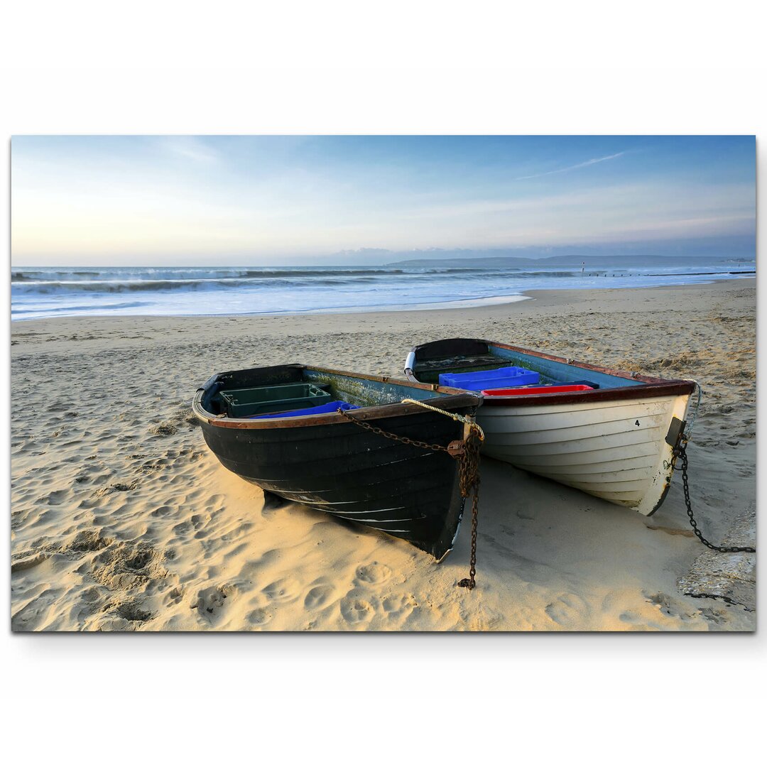 Leinwandbild Fischerboote am Sandstrand