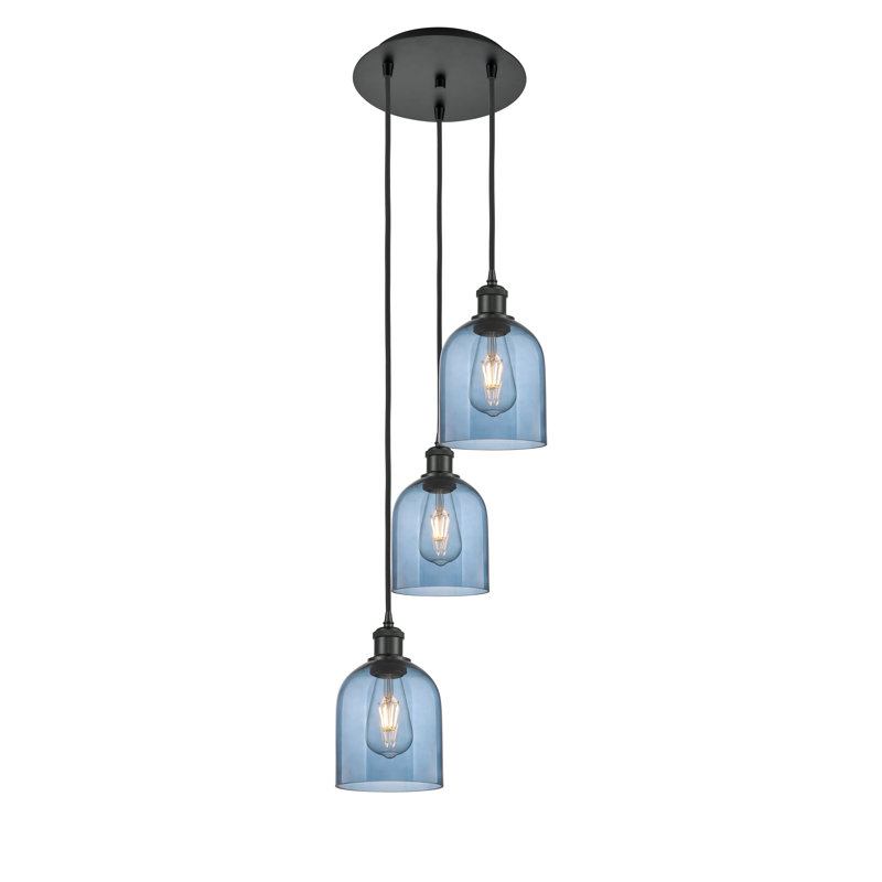 Odaniel 3 - Light Cluster Pendant, Princess Blue, Matte Black