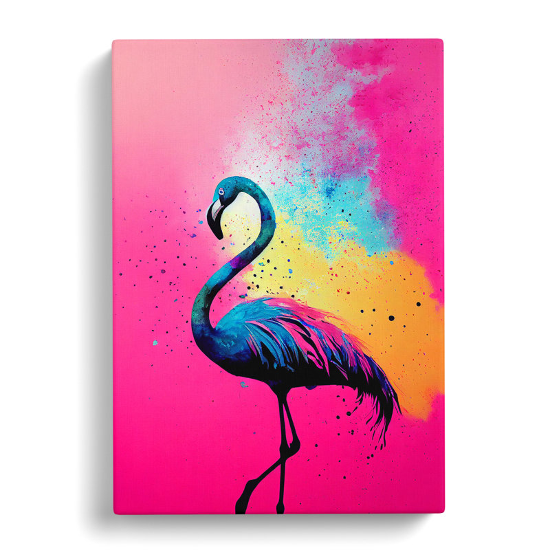 Flamingo Paint Splash No.3 - Wrapped Canvas, 50cm H x 35cm W x 3cm D