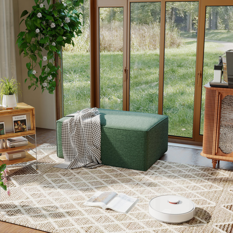 Compression Comfy Cloud 38" Velvet Sofa Ottoman, Green