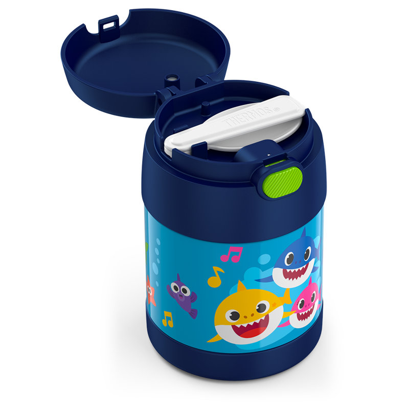10 oz Pot à nourriture avec cuillère pliante en plastique - requin bébé Funtainer®