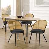 Aldborough Solid Back Upholstered Rattan Dining Chair