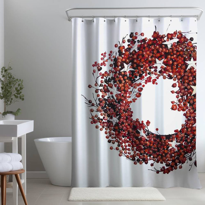 Shower Curtain HO22 – Polyester Shower Curtain, Dye Sublimation Print, 71" W × 74" L