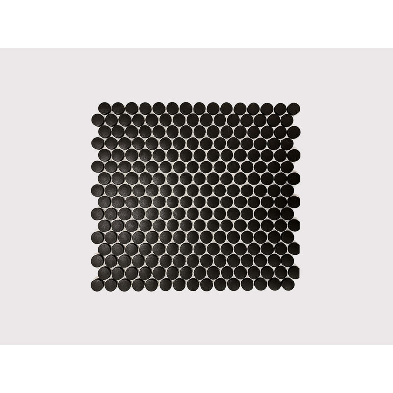 Metro Penny Round 1" Mosaic, Black, Matte