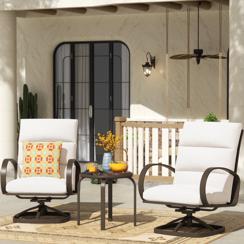 Chaise berçante pivotante avec coussins en oléfine de 5 po Seating Group, Coussin beige / structure brune