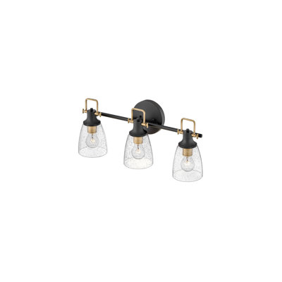 Easton Three-Light Bath Vanity Fixture w/ Clear Seedy Glass Shades