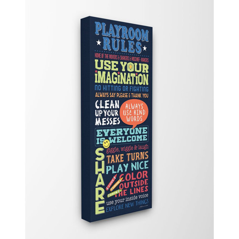 Décoration murale "salle jeux rules" pour enfants Swingle, H 30 po x l 13 po x P 1,5 po, Toile tendue