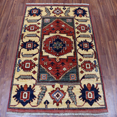 Tapis de zone en laine noué la 3 pi 5 po x 4 pi 9 po one-of-kind Britt