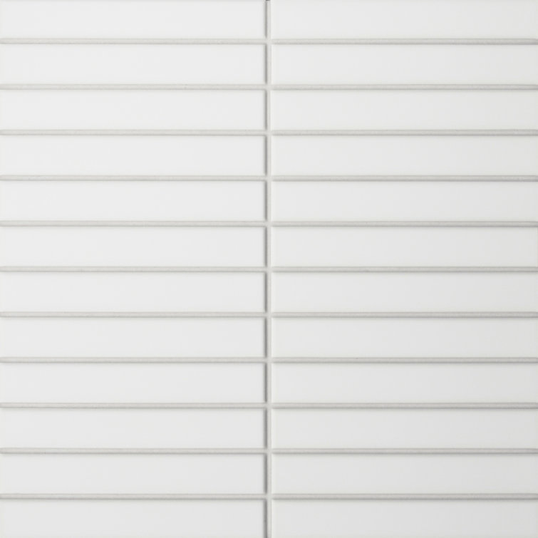 Le Cafe 1" x 6" Straight Stack Matte Porcelain Mosaic Tile in White