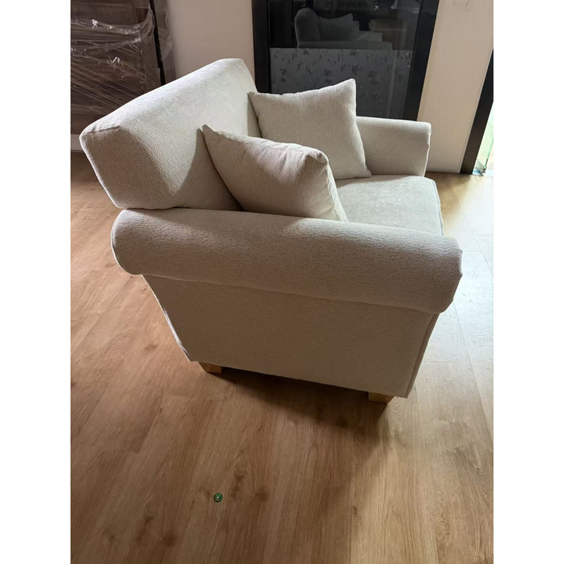 40.94‘’ Oversized Accent Chair With Stripe Pattern, Striped Fabric Armchair, Beige Chenille