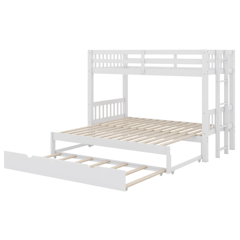 Lit superposé simple avec un lit gigogne extensible en dessous, Blanc