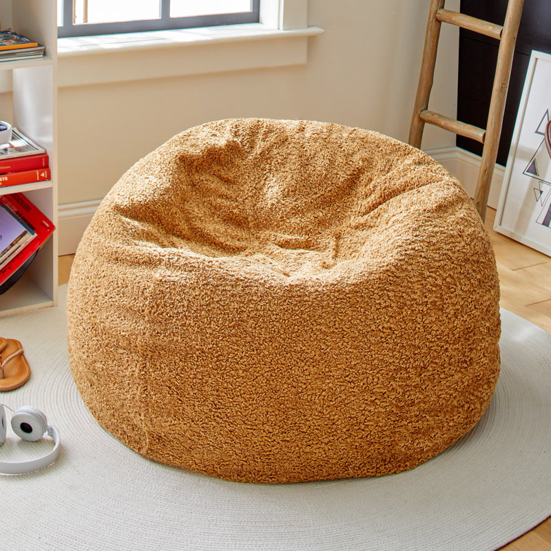 Grand fauteuil poire classique, 100 % polyester brun clair