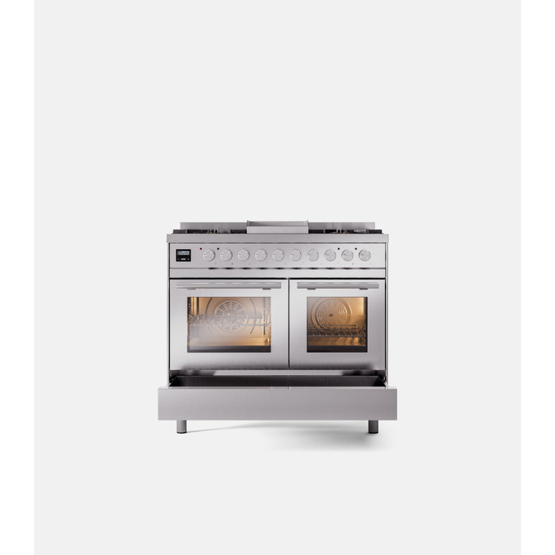 Cuisinière à double carburant 40 po ILVE Professional Plus II, Gaz naturel, Acier Inoxydable