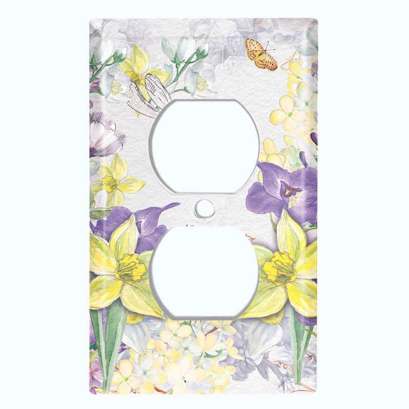 Plaque murale en forme de fleur de lavande à 1 fleur avec fleur de dragon jaune