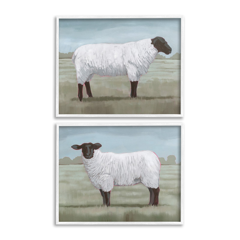 «Sheep Duo In Pasture Single Photo Frame» par Grace Popp, 2 pièces sur toile, Noir, H 16 po x l 20 po