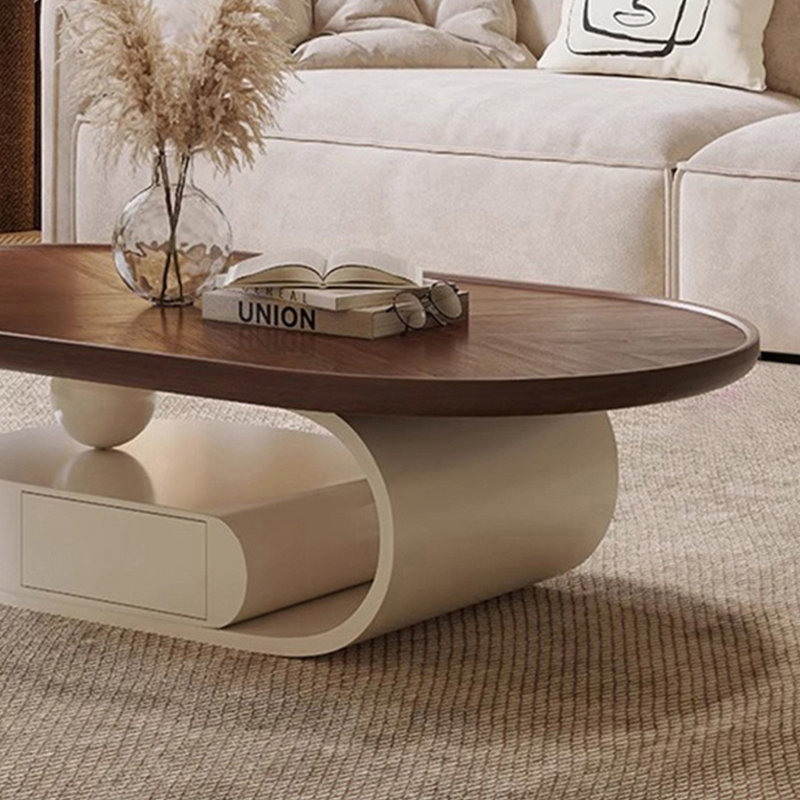 Table basse noyer massif et bois manufacturé, H 15,75 po x l 43,31 po x P 27,56 po