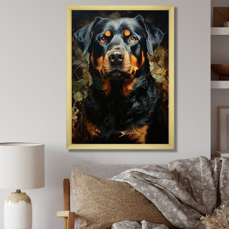 Rottweiler Resilience I sur toile, H 32 po x l 16 po x P 1 po, Cadre doré simple