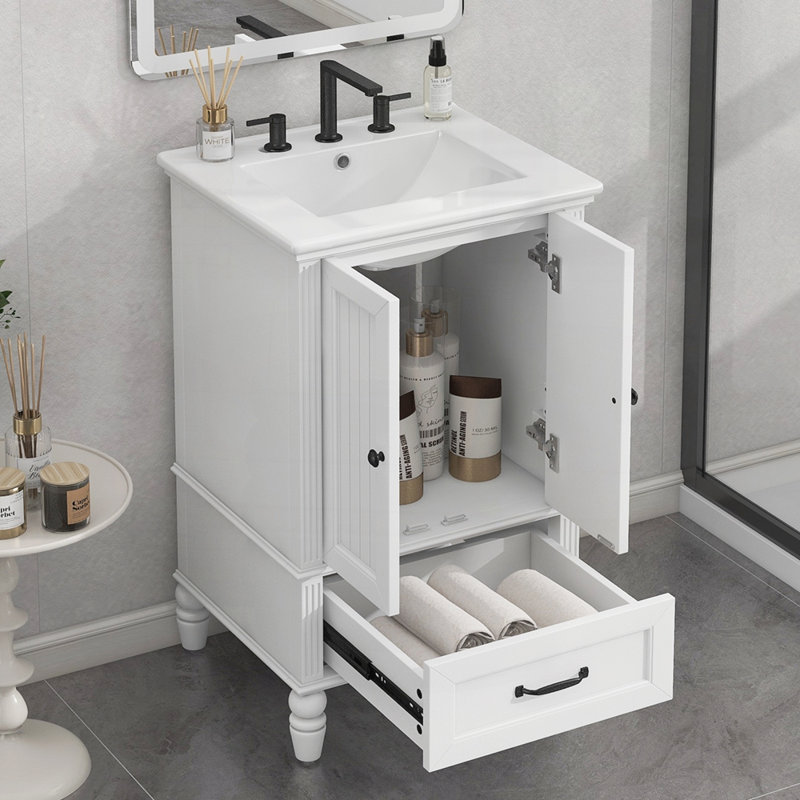 Meuble-lavabo avec deux portes 20 po, Blanc