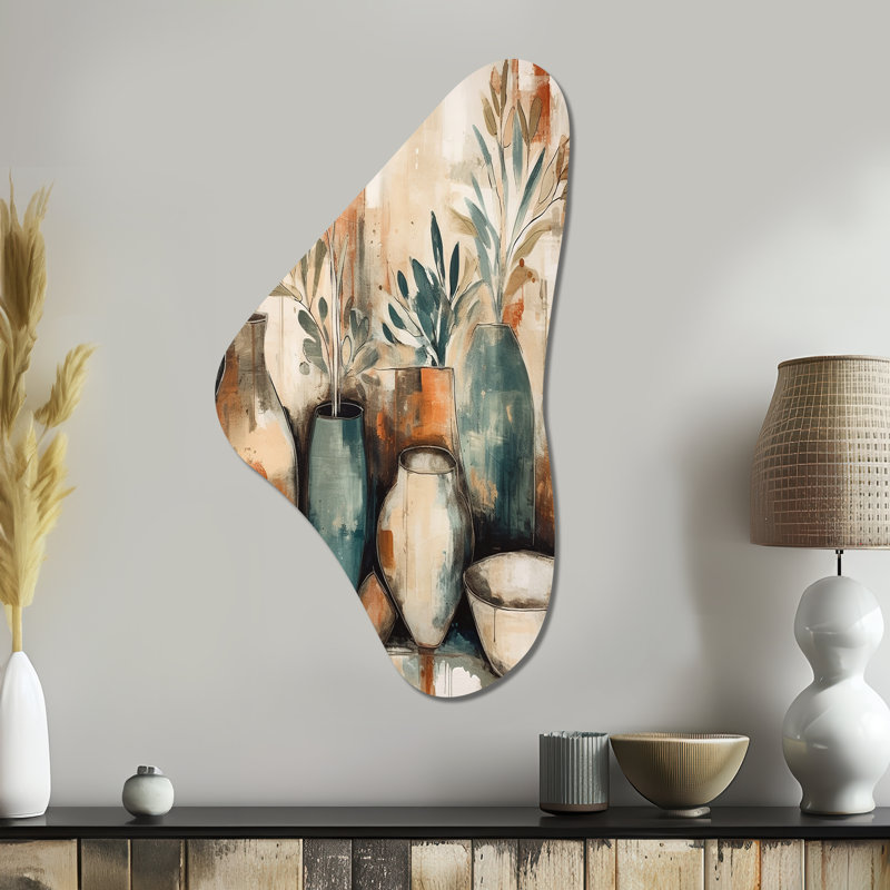 Geissler - Boho Feather, art mural en métal de forme unique, impression asymétrique traditionnelle, H 39 po x l 21 po