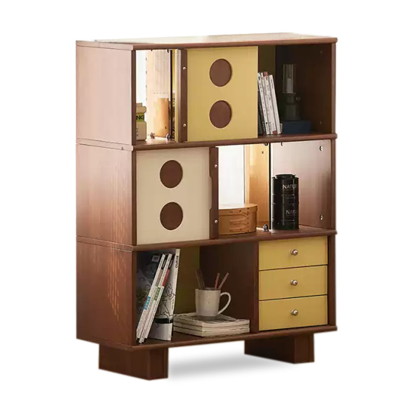 Nordic Holly Wood Sideboard With Sliding Doors For Storage And Bookshelf