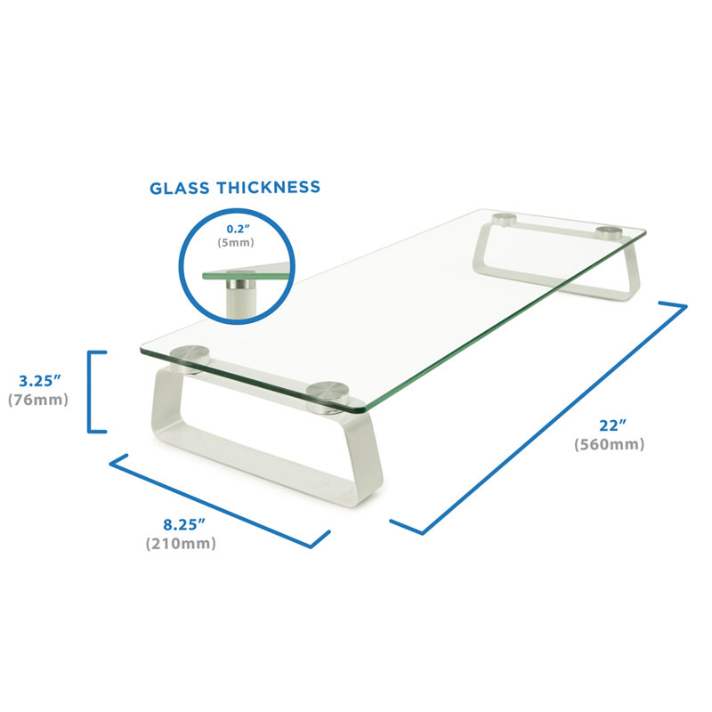 Elevate 22" Clear Tempered Glass Desktop Monitor Stand