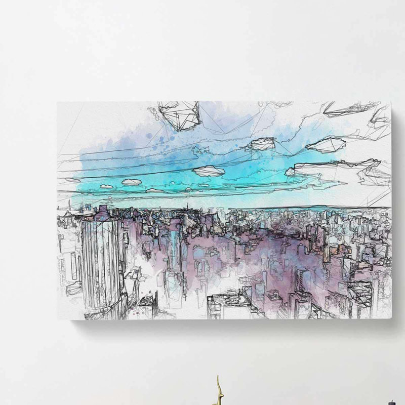 Sao Paulo Brazil Skyline In Abstract - Wrapped Canvas Print, 50cm H x 76cm W x 3cm D