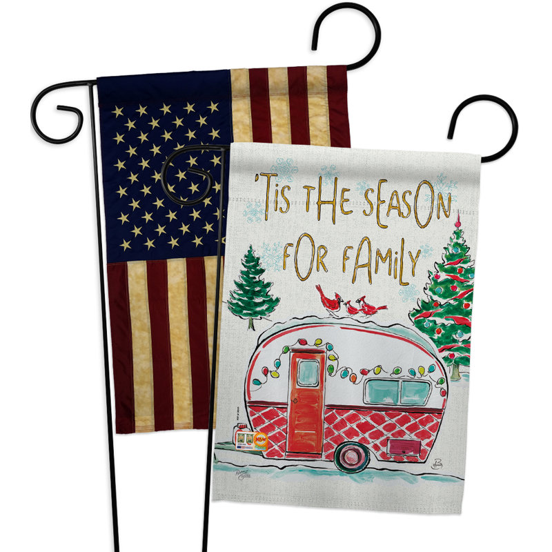 Drapeau de jardin 2 côtés en polyester 19 po x 13 po, 2 pièces pour l’ensemble de 2 saisons pour les impressions familiales