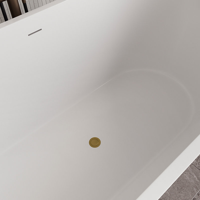 59" Streamline Soaking Freestanding Tub With Internal Drain, Brushed Gold