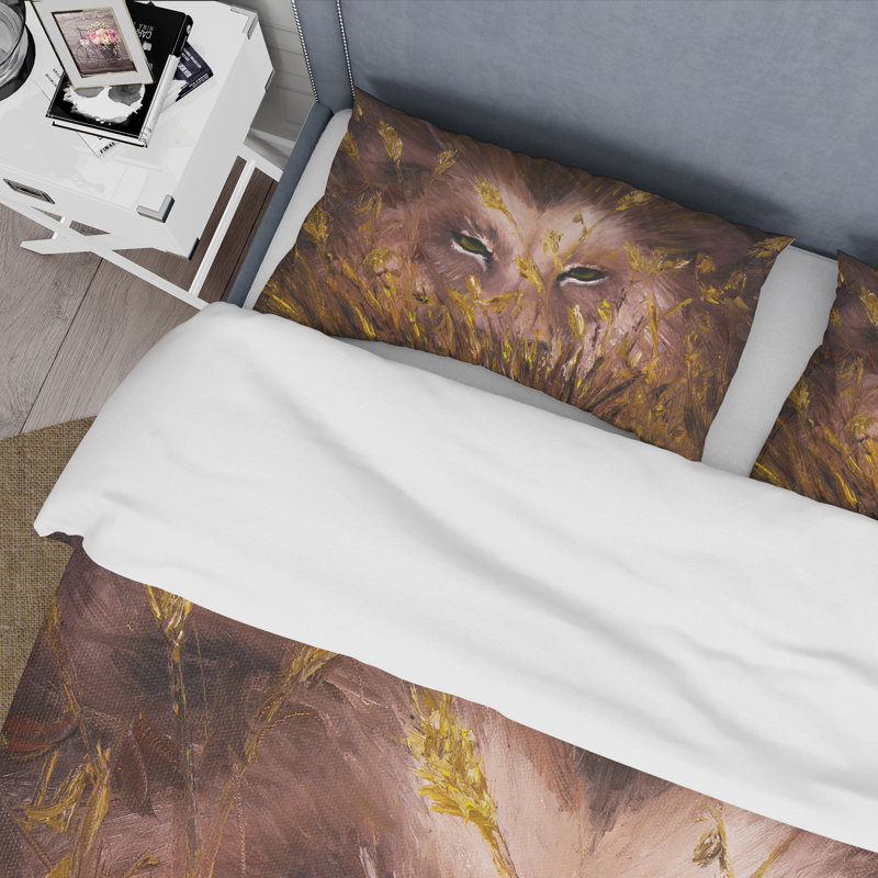 Ensemble de housse de couette Farm Eyes In The Grass Wolf - Microfibre polyester, Twin Duvet Cover + 2 Standard Shams