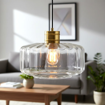 1 - Light Antique Brass Drum Pendant