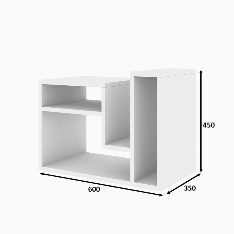 Table de bout avec rangement Carraway Abies, Blanc