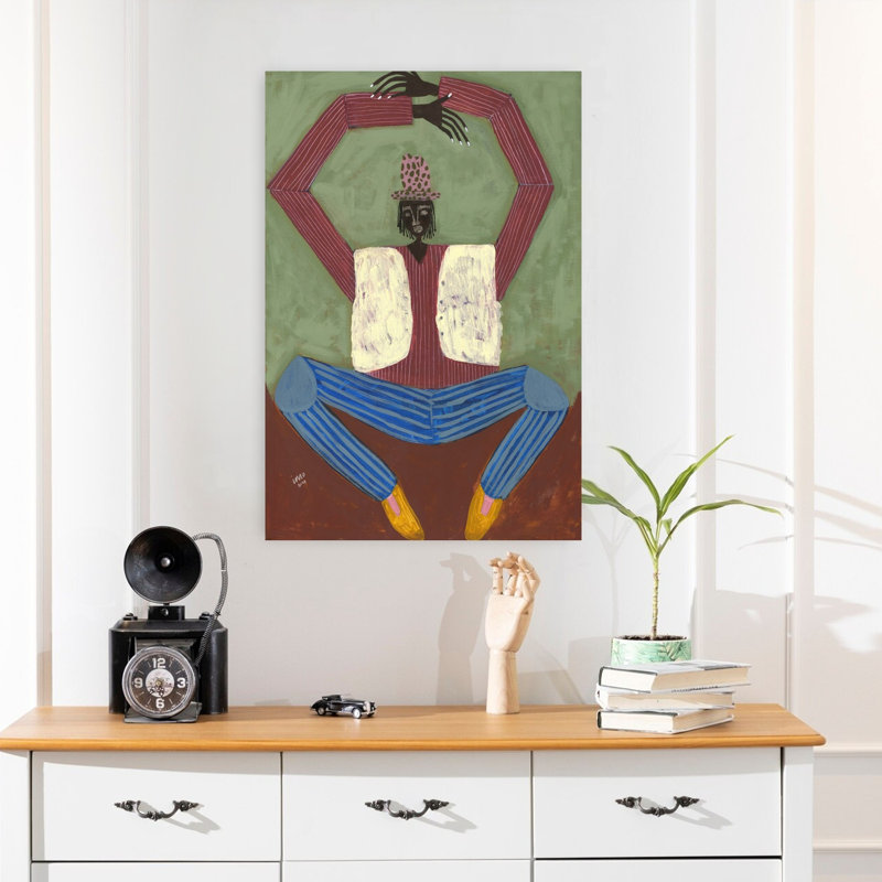 Art mural géométrique contemporain «Open Up», H 24 po x l 16 po