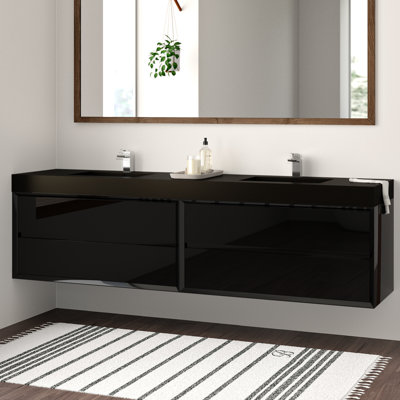 Golitz 83.46'' Double Bathroom Vanity with Stainless Steel Top