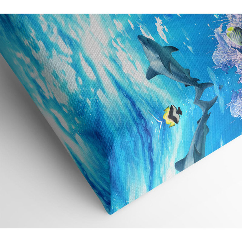 Creatures In The Reef Framed Print, Wrapped Canvas, 66cm H x 106.6cm W x 4.4cm D