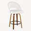 Ensemble de 2 tabourets de comptoir à hauteur fixe, structure en bois de noyer avec similicuir blanc et repose-pieds en métal noir-448044657-448044656