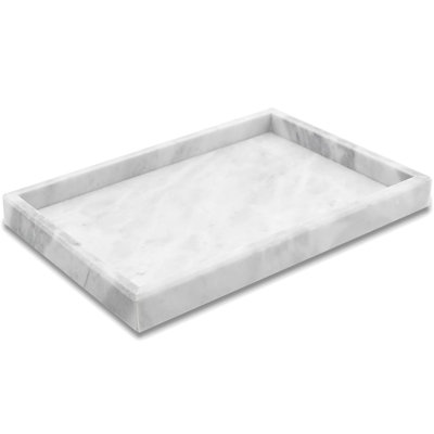 Plateau en marbre naturel naturel Calacatta, plateau de meuble-lavabo en pierre de 12 po x 8 po pour comptoir de salle de bain, organisateur décoratif en céramique / résine pour bijoux de parfum