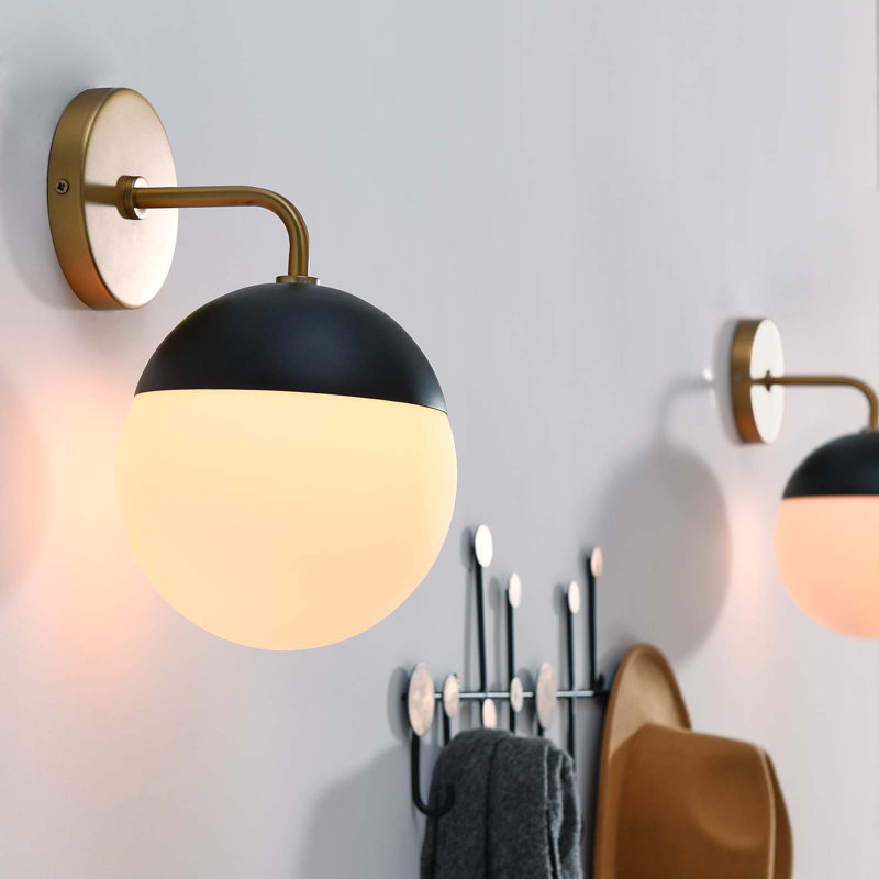 Applique murale 1 lumière Stellar en nickel poli opale, Laiton satiné