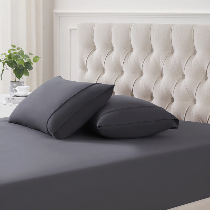 Taies d'oreiller en flanelle unie ultra douce par Sweet Home Collection, Gris, Taie d'oreiller très grande