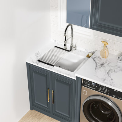 24"x 18"x 12" Undermount Quartz Laundry Sink Deep Undermount Granite Composite Utility Sink