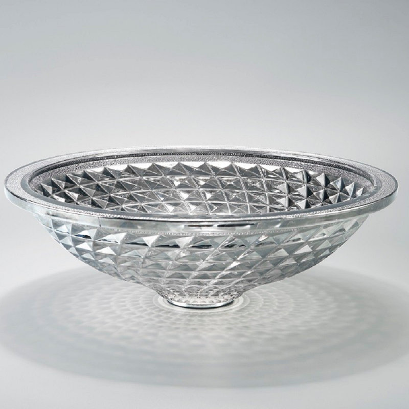 17.59'' Glass Oval Vessel Bathroom Sink, Smoky Gray