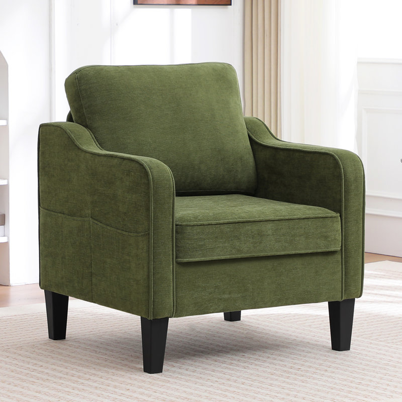 Chaises d'appoint Mid-Century avec coussins amovibles, Vert olive