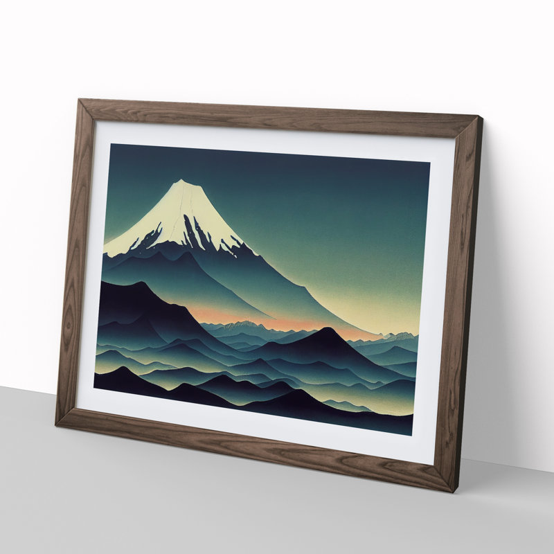 XH1022-6801X Passionate Japanese Mountains - Single Picture Frame Print, 46cm H x 64cm W x 2cm D, Walnut